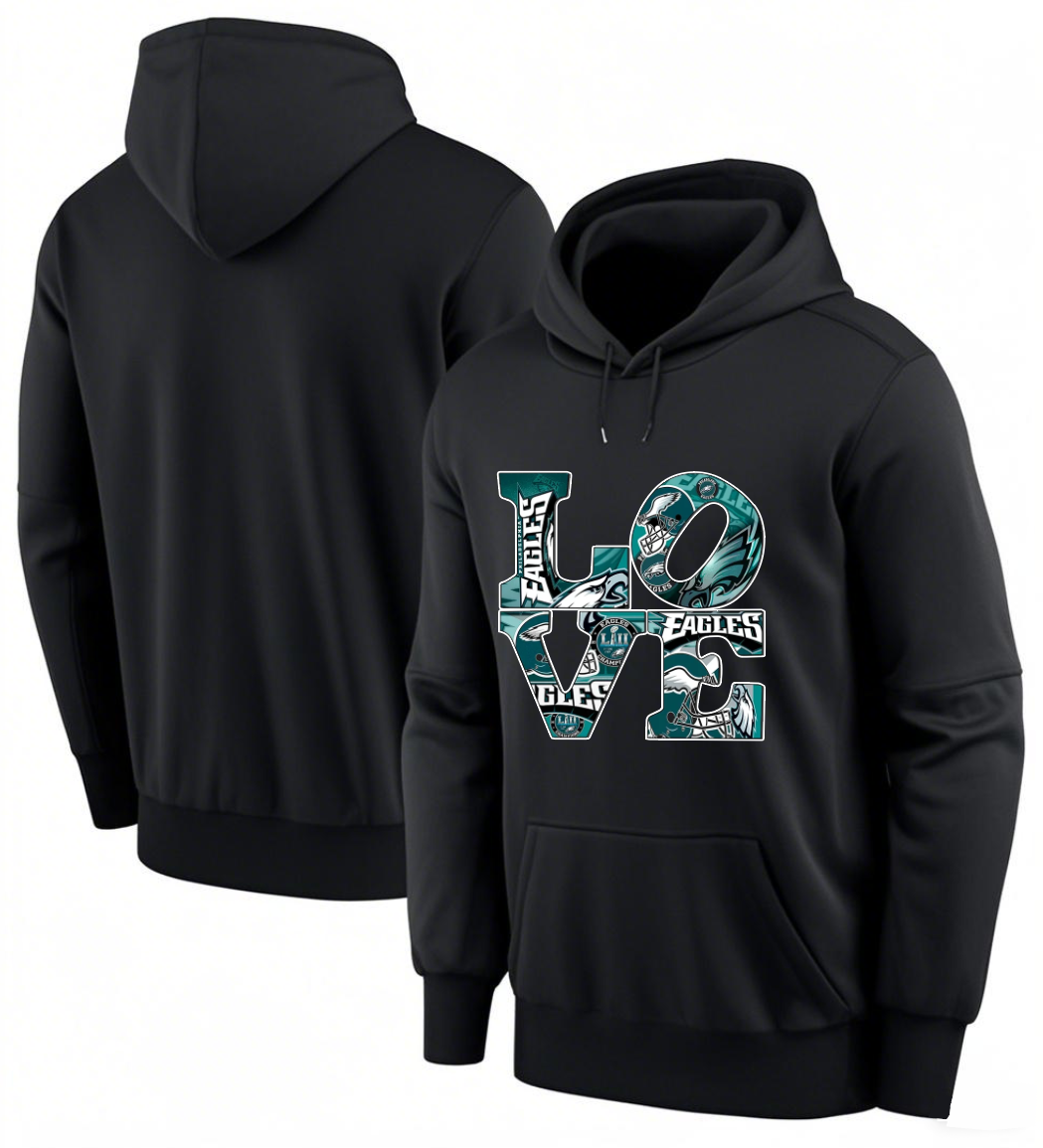 Men 2025 Philadelphia Eagles black hoodie style 1